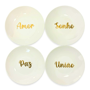 Jogo De Pratos Para Bolo Palavras 5 Pecas - Ce Porcelanas -2-